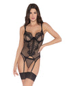 Fishnet & Eyelash Lace Bustier Set with Matching G-String Dreamgirl International 