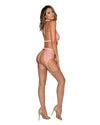 Fishnet & Lace 4-Piece Halter Bralette & Garter Belt Set with Stretch Velvet Trim Accents Lingerie Set Dreamgirl International 