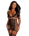 Fishnet & Lace Two-Piece Bralette & Garter Dress Set Garter Dress Dreamgirl International 