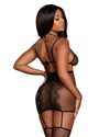 Fishnet & Lace Two-Piece Bralette & Garter Dress Set Garter Dress Dreamgirl International 