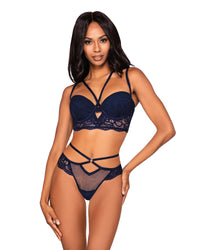 Fishnet & Scalloped Lace Bra Set with Plunge Neckline Lingerie Set Dreamgirl International 