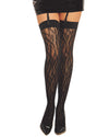 Fishnet Thigh High Stockings with Knitted Leopard Design Thigh Highs Dreamgirl International 