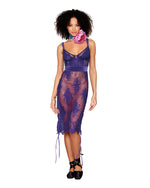 Floral Lace and Stretch Velvet Slip Chemise Chemise Dreamgirl 