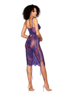 Floral Lace and Stretch Velvet Slip Chemise Chemise Dreamgirl 