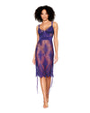 Floral Lace and Stretch Velvet Slip Chemise Chemise Dreamgirl Violet S 
