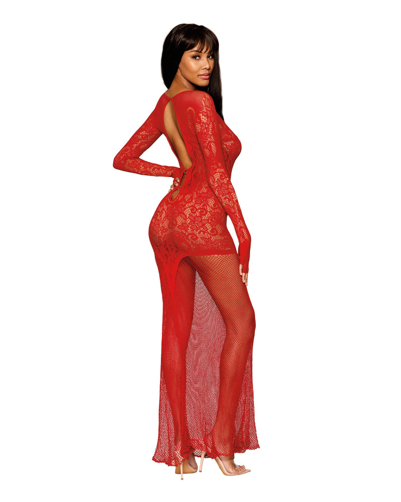 Floral Lace Pattern Bodystocking Gown Gown Dreamgirl 