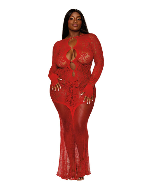 Floral Lace Pattern Bodystocking Gown Gown Dreamgirl 