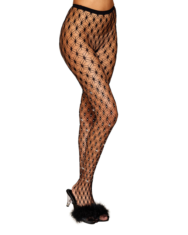 Geometric Fence Net Pantyhose with Rhinestone Embellishment Pantyhose Dreamgirl 