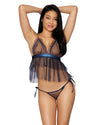 Glitter Mesh Babydoll and Panty Set LINGERIE BABYDOLL Dreamgirl International 