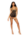 Gold Lurex-Lace and Mesh Garter Slip and G-string Set Garter Slip Dreamgirl 