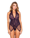 Halter Plunge Front Stretch Lace Teddy Teddy Dreamgirl International 