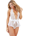 Halter Scalloped Teddy with Fluttery Ruffles at Hip Teddy Dreamgirl International 