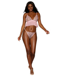 Heart Embroidered Mesh Bralette and Panty BRALETTE AND THONG Dreamgirl International 