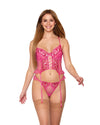 Heart Embroidery and Polka Dot Mesh Garter Bustier and G-String Set Bustier Dreamgirl 