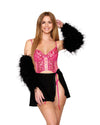 Heart Embroidery and Polka Dot Mesh Garter Bustier and G-String Set Bustier Dreamgirl 