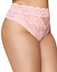 High-waisted lace panty with cutout back detail and scalloped lace trim Lingerie Dreamgirl International 1X Ballet Pink 