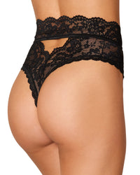High-waisted lace panty with cutout back detail and scalloped lace trim lingerie Dreamgirl International 