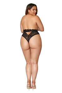 High-waisted lace panty with cutout back detail and scalloped lace trim lingerie Dreamgirl International 