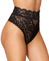 High-waisted lace panty with cutout back detail and scalloped lace trim lingerie Dreamgirl International S Black 