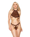 Iridescent Gold-corded Stretch Lace Halter Bralette and G-String Set Bralette set Dreamgirl 