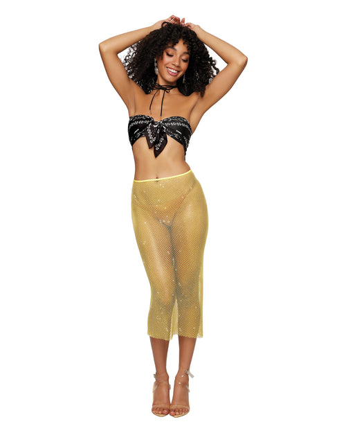 Iridescent Rhinestone Embellished Fishnet Slip Skirt slip skirt Dreamgirl International s 