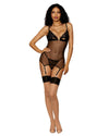 Lace and Mesh Garter Slip and G-string Set LINGERIE GARTER SLIP Dreamgirl International 
