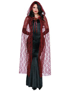 Lace Cape with Hood Costume Accessory Dreamgirl Costume One Size Garnet 