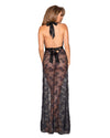 Lace Halter Gown Set with Scalloped-Edge Trim & High Side Slit Detail Gown Dreamgirl International 
