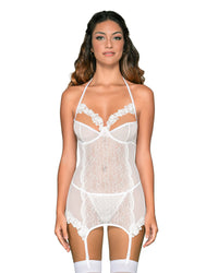 Lace & Mesh Underwire Garter Slip & G-String Set with Venise Lace Detail Dreamgirl International 