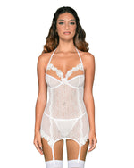 Lace & Mesh Underwire Garter Slip & G-String Set with Venise Lace Detail Dreamgirl International 
