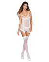 Lace & Mesh Underwire Garter Slip & G-String Set with Venise Lace Detail Garter Set Dreamgirl International 