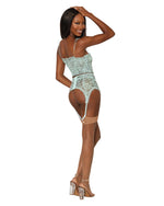 Lace smocking garter slip and G-string set featuring ruffled elastic trim and a garter-shaped hem Garter Slip Dreamgirl International 