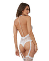 Lace Teddy Bodystocking with Pearl Strand Back Detailing Bodystocking Dreamgirl International 