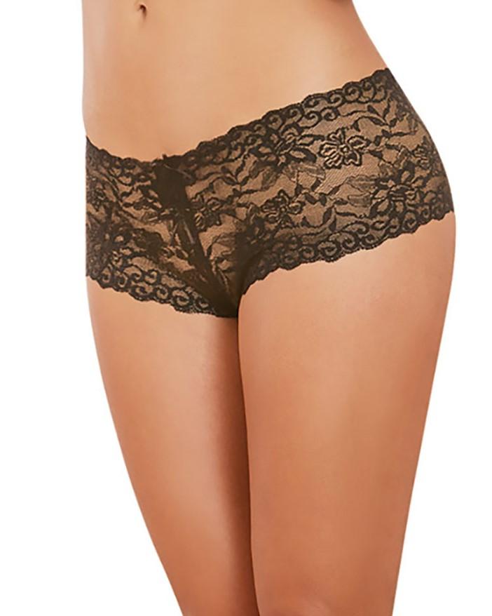 Lace-Up Back Crotchless Boyshorts Panty Dreamgirl International 