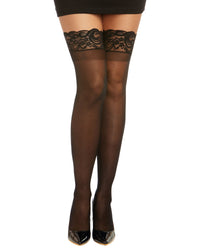 Laced Stay-up Sheer Thigh High Thigh Highs Dreamgirl International One Size Black 