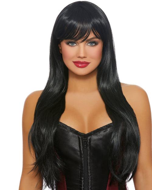 Long Straight Layered Wig Wig Dreamgirl International Adjustable Black 