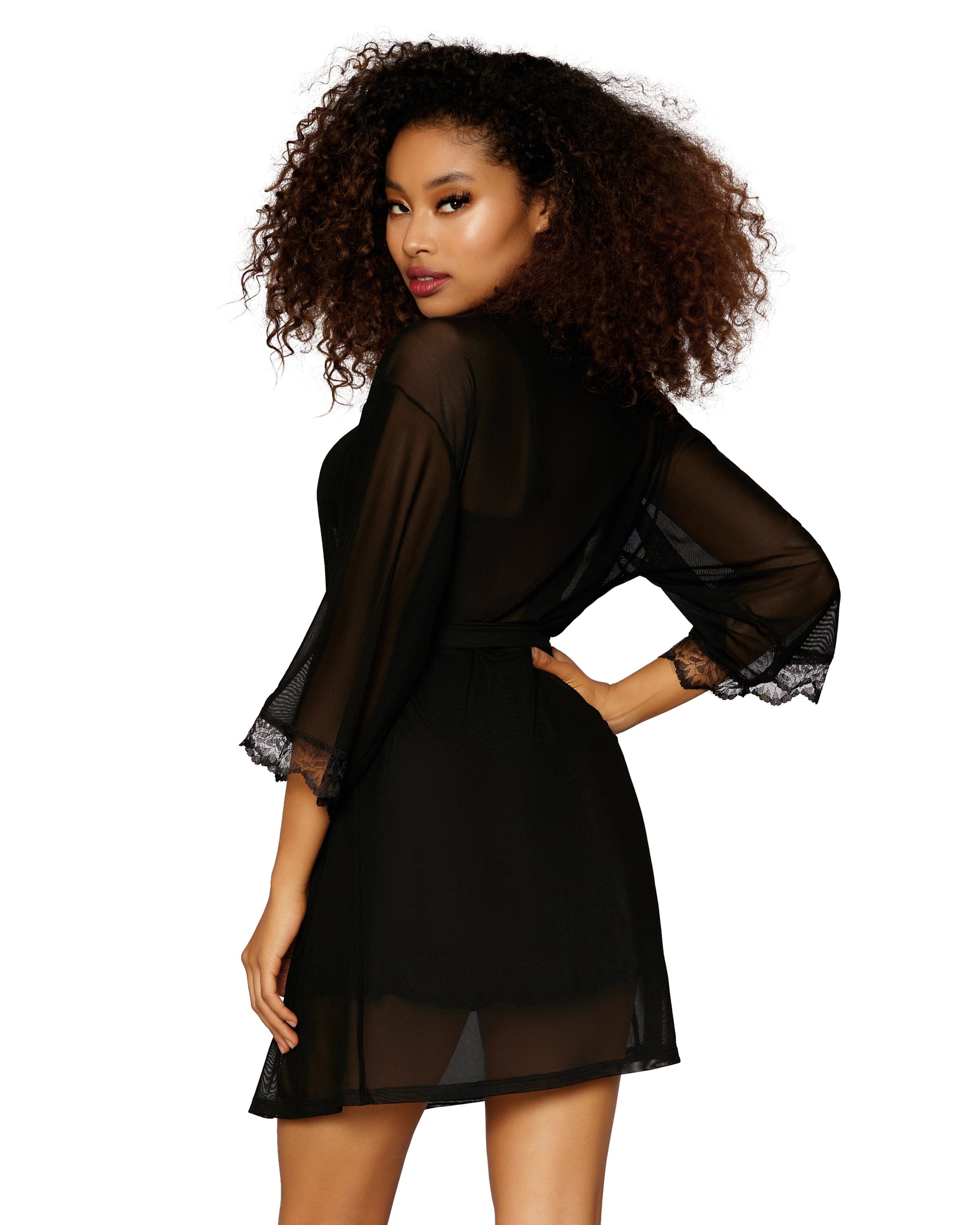 Dreamgirl Chemise & Mesh Robe Set with Matching G-String