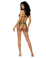 Metallic Corded Lace 3 Piece Set LINGERIE BRA SET Dreamgirl International 