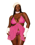 Metallic Sparkle Mesh and Stretch Vinyl Babydoll and G-string Set Babydoll Dreamgirl 