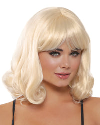 Mid-Length Curly Wig Wig Dreamgirl Costume Adjustable Blonde 
