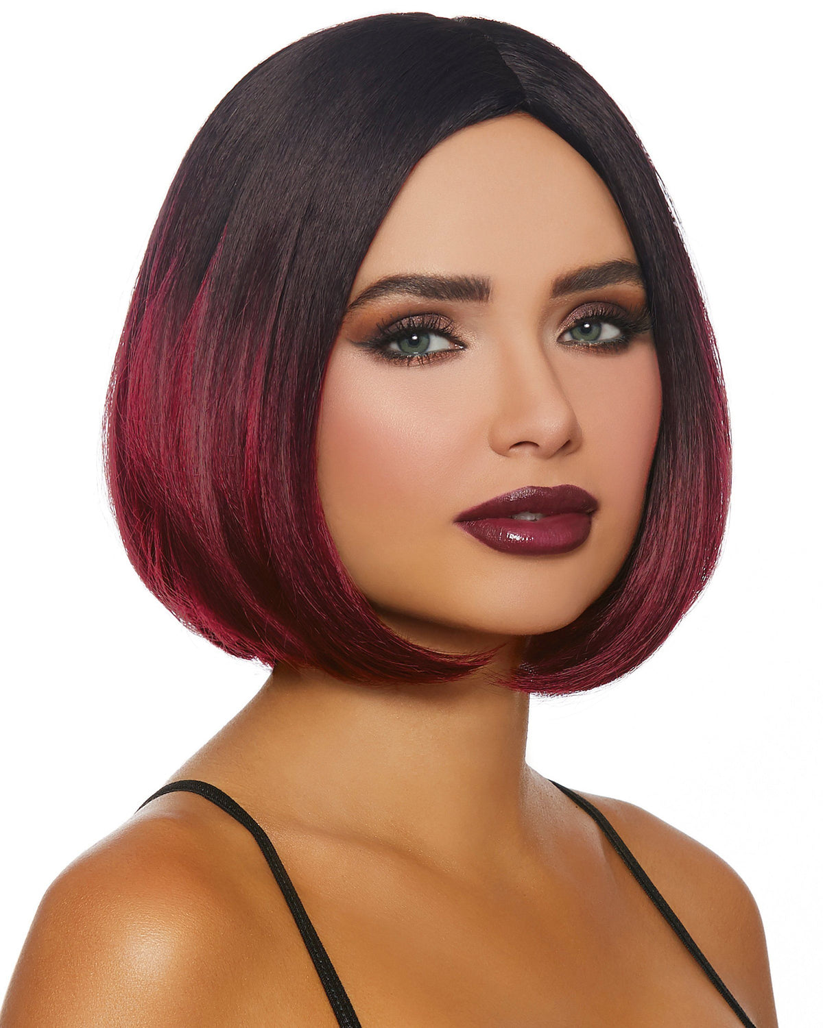 Mid-Length Ombré Bob Wig Wig Dreamgirl Costume Adjustable Black / Burgundy 