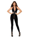 Opaque knitted halter catsuit bodystocking with plunging neckline lingerie Dreamgirl International 