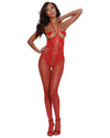 Open-Cup Halter Bodystocking Bodystocking Dreamgirl International One Size Lipstick Red 