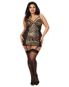 Plus Size Abstract Animal Print Garter Slip With Ruched Sides Garter Slip Dreamgirl International 