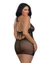 Plus Size Baby Fishnet and Lace Halter Chemise with G-String Chemise Dreamgirl International 