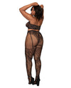 Plus Size Bralette & Pantyhose Bodystocking Set with Knitted Lace Detail Dreamgirl International 
