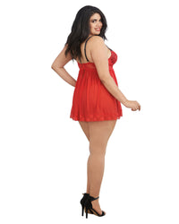 Plus Size Contrast Lace Overlay Babydoll Babydoll Dreamgirl International 