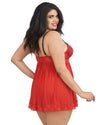 Plus Size Contrast Lace Overlay Babydoll Babydoll Dreamgirl International 