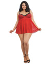 Plus Size Contrast Lace Overlay Babydoll Babydoll Dreamgirl International 