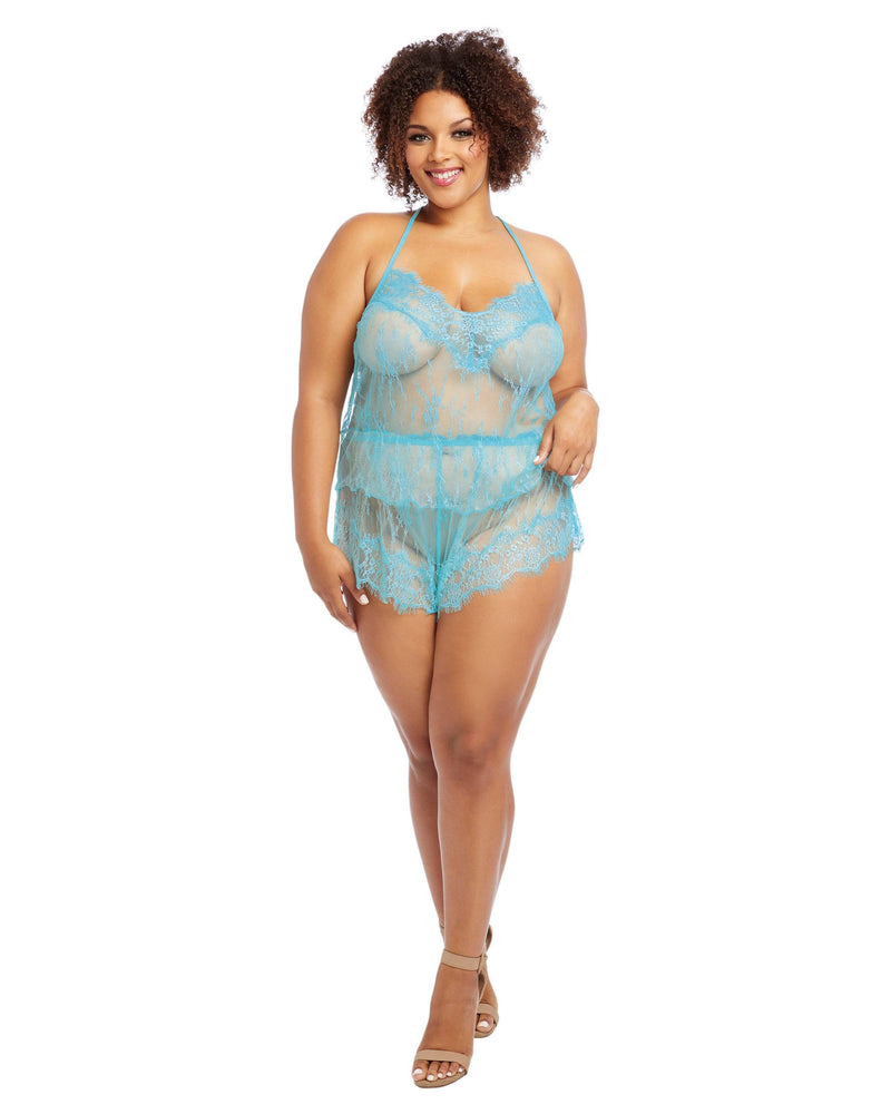 Plus Size Delicate Floral Lace Camisole & Shorts Set Camisole Set Dreamgirl International 
